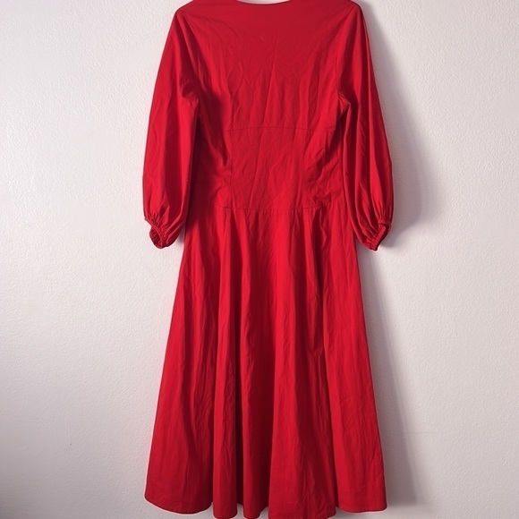 STAUD Veronica Stretch Cotton Poplin Red Dress Size 6 - Picture 6 of 11